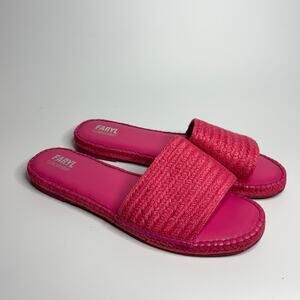 FARYL by Farylrobin Monty Metallic Slides Sandals in Pink Raffia (Size 16)